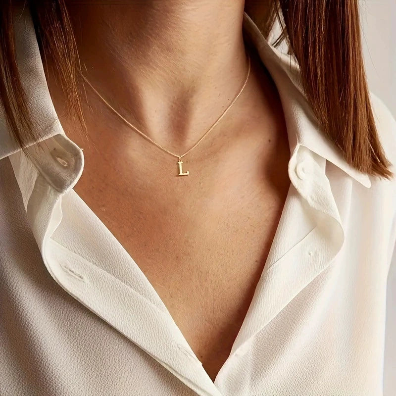 A-Z Initial Necklace 18K Gold Plated Necklace Cute Letter Stainless Steel Necklace for Women Color-preserving letter necklace