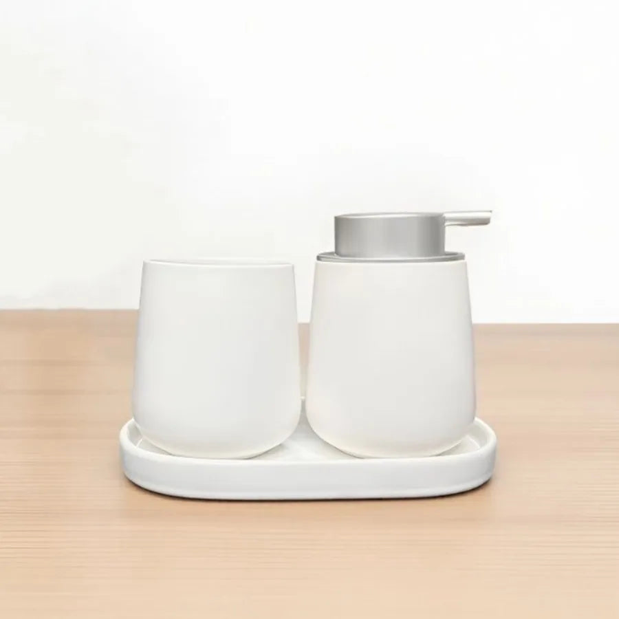 Bathroom Accessories Set Resin Lotion Bottle Mouthwash Cup Tray Portable Shampoo Dispenser Home Decor Gift Set Sanitizer Holder
