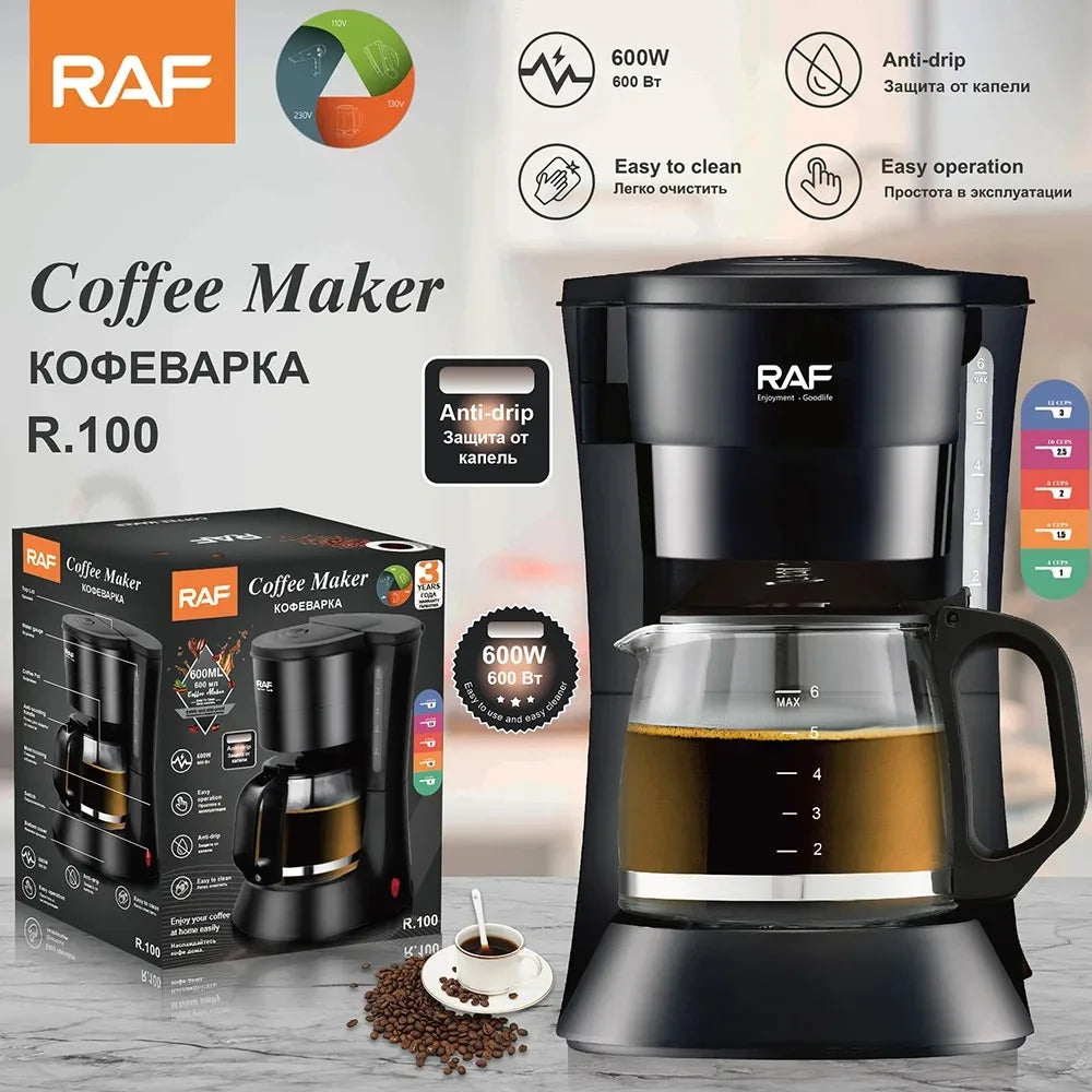 Electric Drip Coffee Maker, Compact Coffee Maker with Reusable Filter, Hot Plate and Coffee Pot
