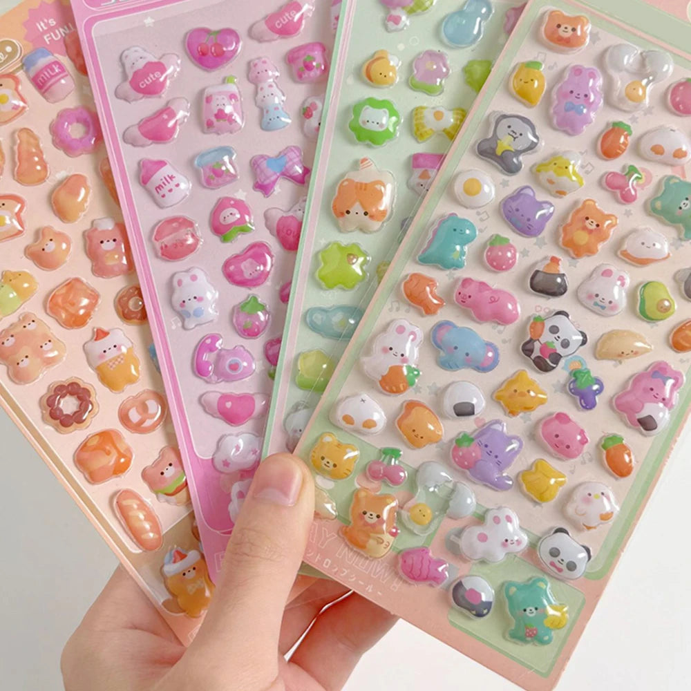 1pc Cartoon-Themed 3D Embossed Diamond Stickers, PVC Craft Decals for Scrapbooking & Stationery Decoration - Perfect for DIY Pro