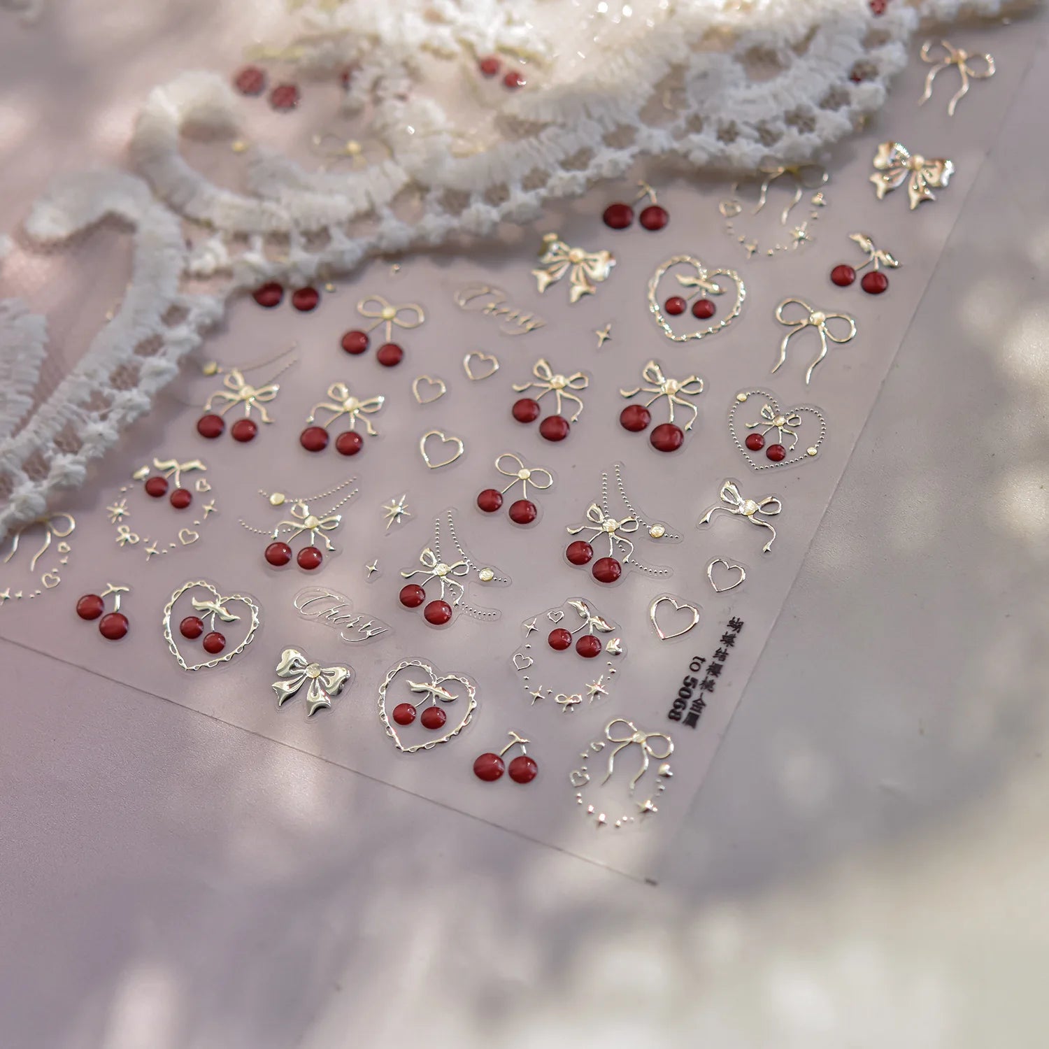 Fresh Sweet Fruits Strawberry Cherry Bowknot Love Heart Lemon 5D Nail Art Stickers Self Adhesive Decorations Nail Manicure Decal