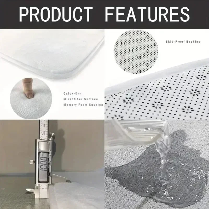 BBS Bath Mats Washable Non-slip Kitchen Mat Balcony Room Rug Carpet Home Foot Bathroom Doormat Entrance House Hallway Decoration