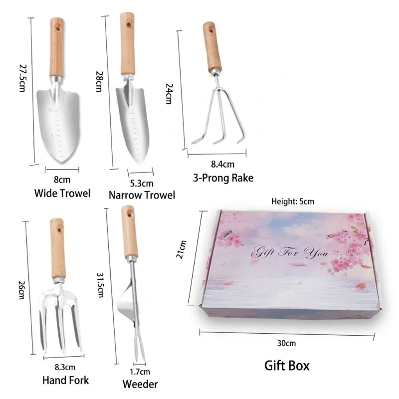 Gardening Tools Set, 5-Piece Home Plant Care Kit with Trowel, Weeder, Cultivator, Pruner, Gloves for Soil Loosening, Flower