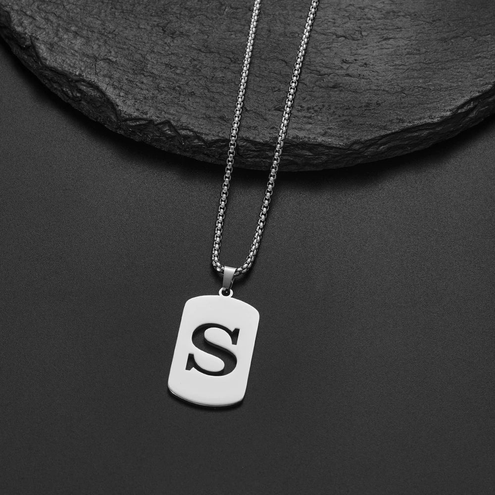 Delicate Initial Name Letters Charm Pendant Necklace For Men Alphabet A-Z Stainless Steel Jewelry Women 2024 Collar Hombre