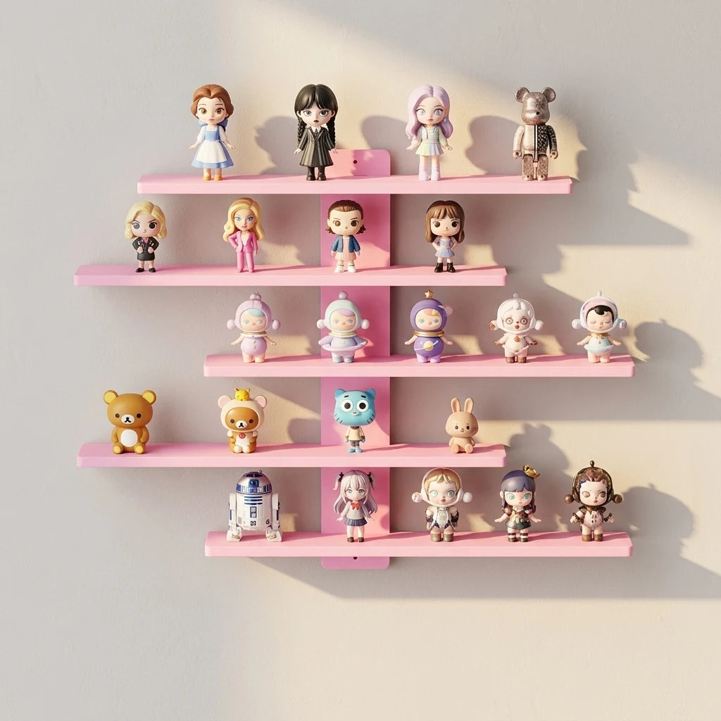 Lightweight Wall-Mounted 5-Tier Display Shelf for Building Block Figures - Large Capacity, Easy Install Blind Box Organizer Rack