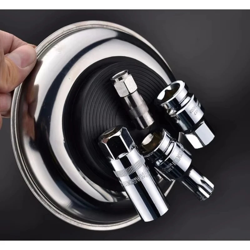 Rafford Magnetic Tray Circular Screw Storage Bowl 3''/4''/6'' Stainless Steel Tools for Auto Suction Pad Tools Screwdriver Bits