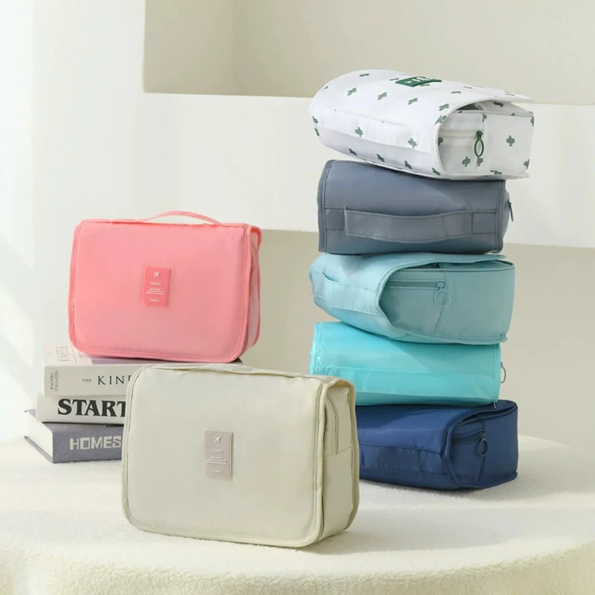 Premium Waterproof Travel Makeup Bag for Women – Hanging Toiletry Organizer with Hook, Spacious Bathroom Wash Pouch & Dry-Wet Se