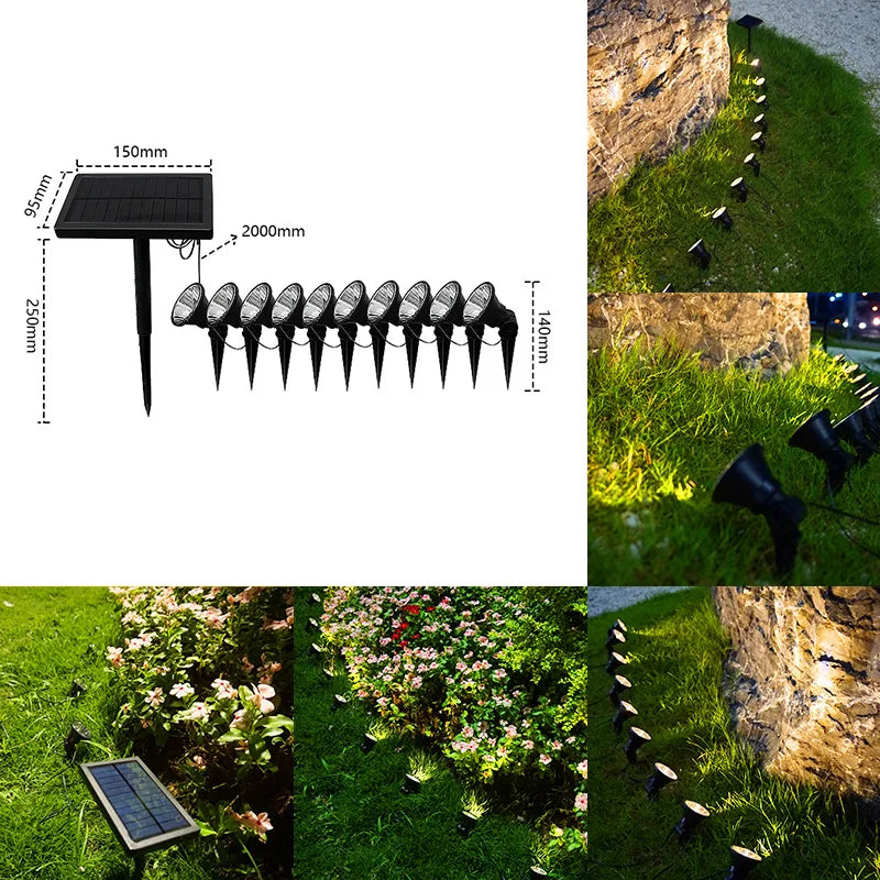 1 Set (Contains 10 Pieces) New Solar Lawn Lights, Led Solar Spotlights, Garden Lights, Set Includes Ten Outdoor Lights, Suitable for Courtyard, Walkway, Terrace, Car Track Decoration, Solar Lawn Lights Set