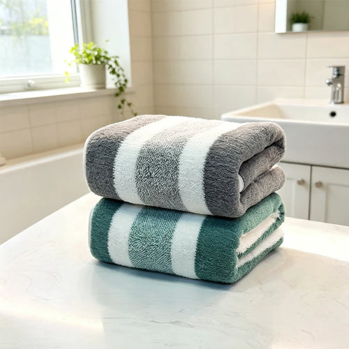 2-pack towels with strong water absorption, quick drying, no shedding, and durability - very suitable for home, beach, and face