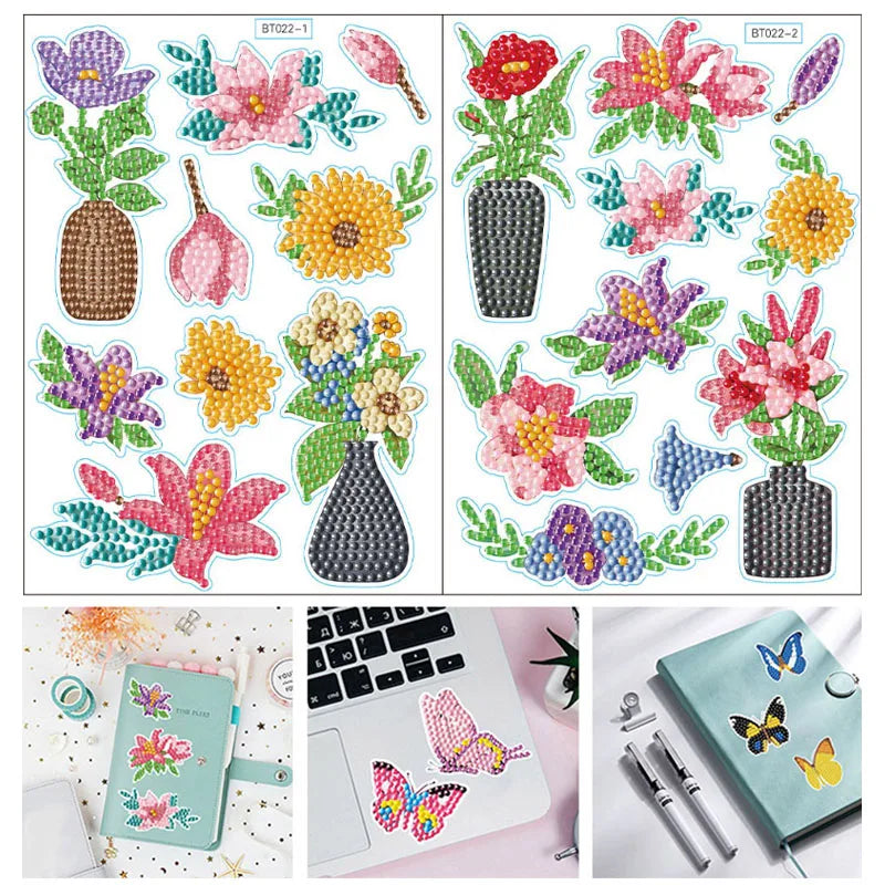 Diamond Painting Art Kit for Kids Boy Girl Easy to DIY Creative Butterfly Floral Diamond Art Sticker Craft by Numbers Embroidery
