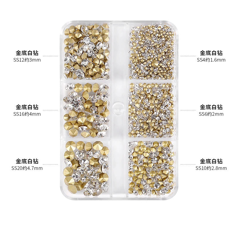 Nail Art Rhinestones Kit 2400pcs Nail Gems Ab Flatback Rhinestones Gems Stones with Storage Organizer for Design Bright Holiday