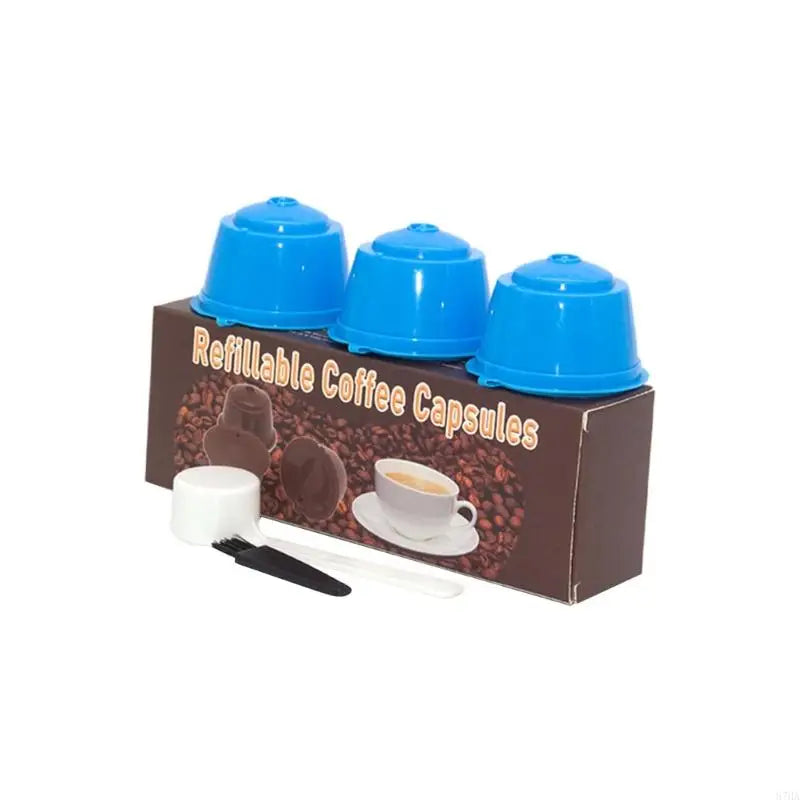 Coffee Pods Filters Set of 3 Reusable Including Cleaning Brush and Spoon Optional Color for Coffee Enthusiasts Present 87HA