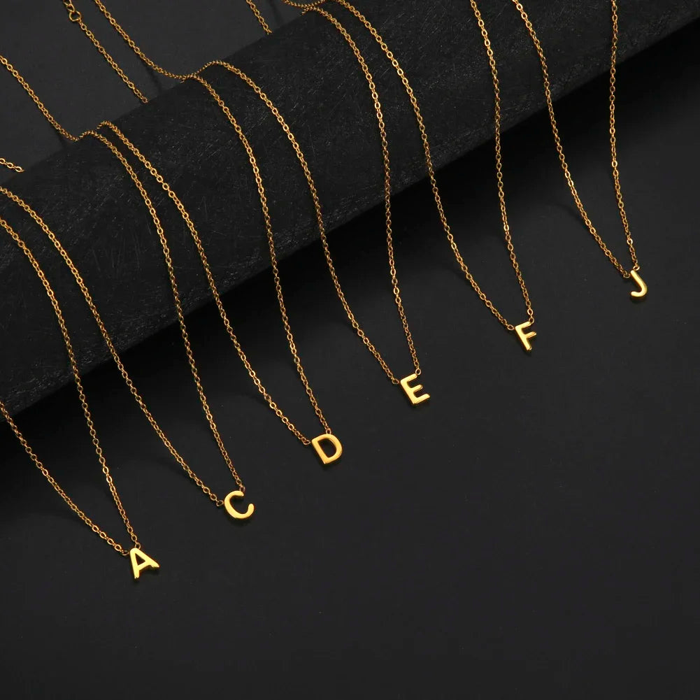 Unift Alphabet A-Z Initial Name Necklace for Women Letter Pendant Clavicle Chain Choker Trendy Jewelry Family Accessories Gift