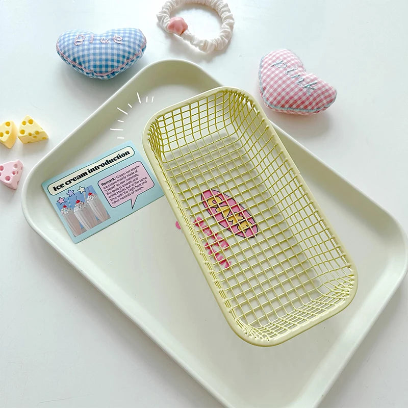 Desktop Storage Basket INS Metal Sundries Organizer Basket Photocard Case Office Stationery Home Supplies Make Up Sorting Holder