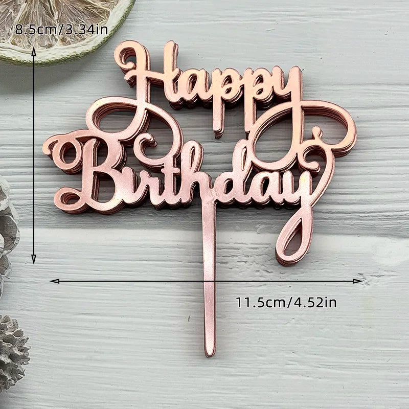 10Pcs Universal Acrylic Cake Topper Ornaments Fashionable Multicolor Decor for Men Women Birthday Baby Shower Party Supplies
