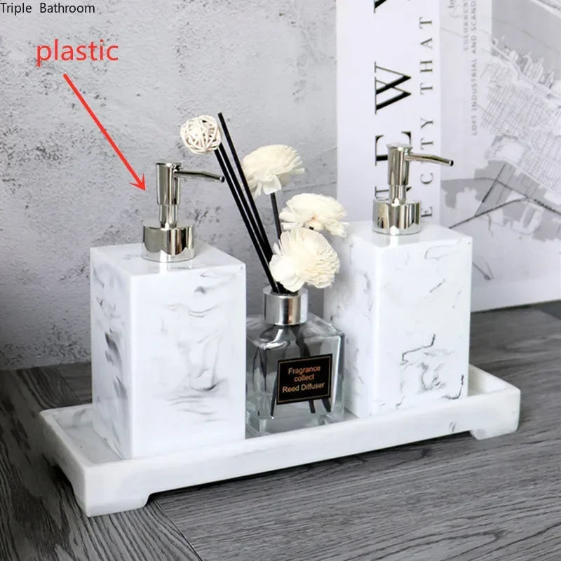 Bathroom Accessory Set, 1pcs Marble Look Bathroom Accessories Sets, Bathroom Toothbrush Holder & Soap Dispenser Set, Home Decor