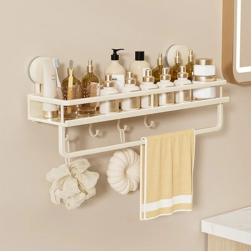 No-Drill Suction Cup storage rack Perforation-free bathroom washstand mounted wall white storage rack Kitchen storage