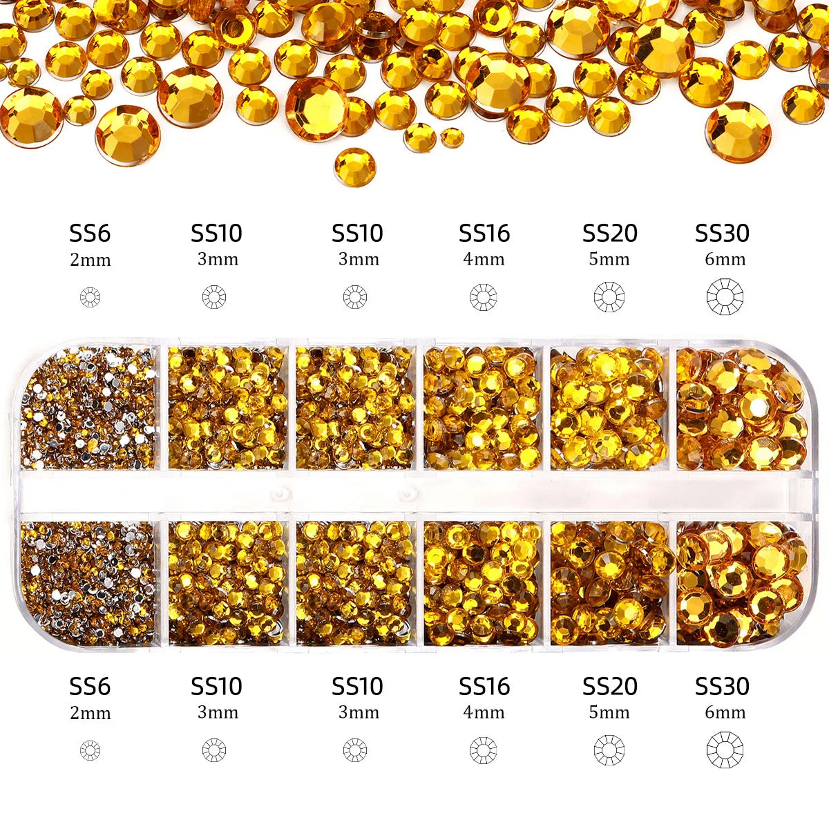 Nail Art Rhinestones Kit 2400pcs Nail Gems Ab Flatback Rhinestones Gems Stones with Storage Organizer for Design Bright Holiday