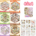 6Sences in 1 Book 2.5D Landscape Sticker Cartoon Cabin Scene DIY Sticker Stacking Pasting Festival Birthday Gift for Kid Child