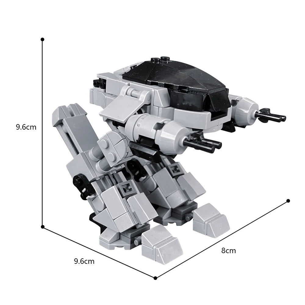 Retro Sci-Fi Enforcement Mech MOC Building Blocks Set - Heavy Combat Robot with Twin Cannons