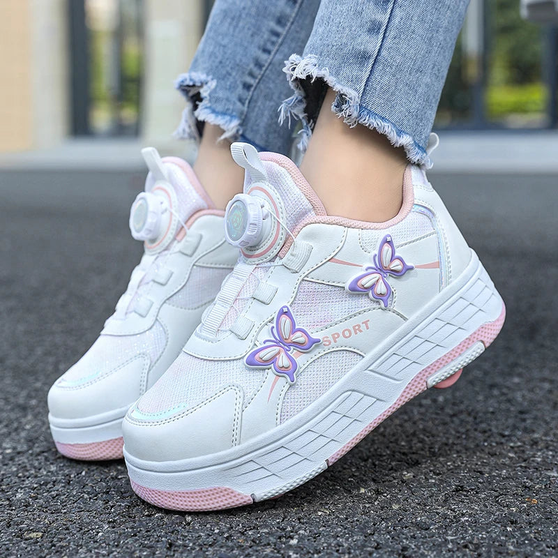 Roller Skates Girl 4 Wheels Sneakers  Kid Fashion Casual Sport Quad Skates Children Skating Shoes