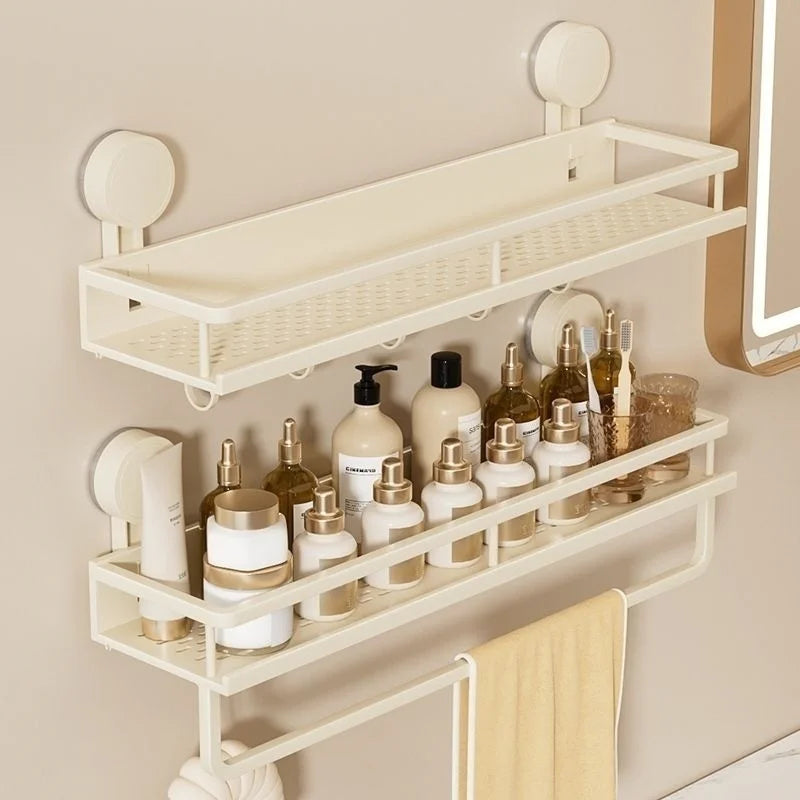 No-Drill Suction Cup storage rack Perforation-free bathroom washstand mounted wall white storage rack Kitchen storage