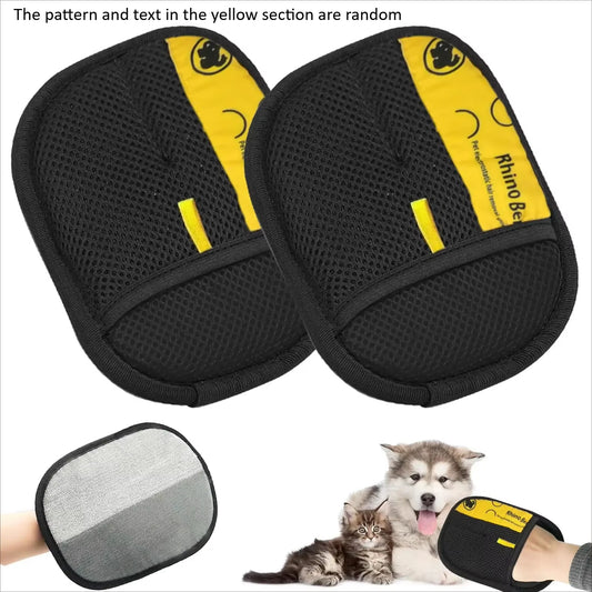 2Pcs Cat Grooming Glove for Brushing & Massage,Pet Hair Remover Gloves - Double-Sided Enjoy Combing, Remove Loose Hair FromPet