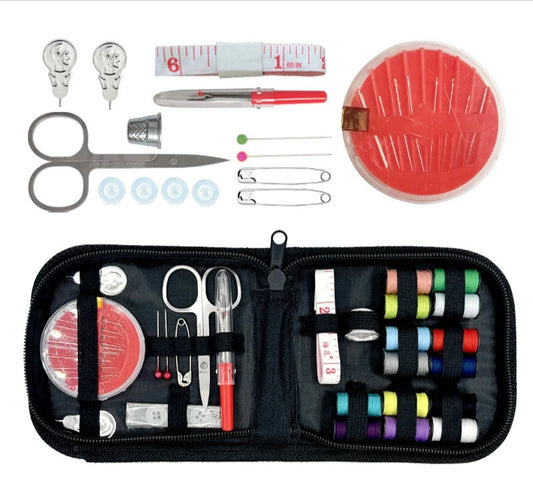 172/27pcs/set Sewing Kit with Threads Needles Scissors Tape Measure Buttons Storage Bag Portable Travel Sewing Box Tools