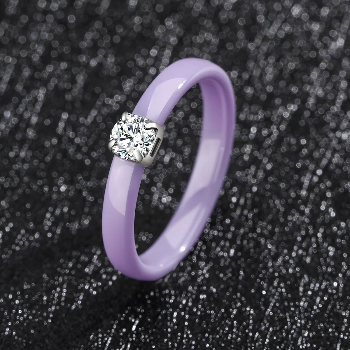 Classic Promise Ring for Women Ceramic Wedding Band 3mm Thin Minimalist Colorful Engagement Rings in Pink Green White Black