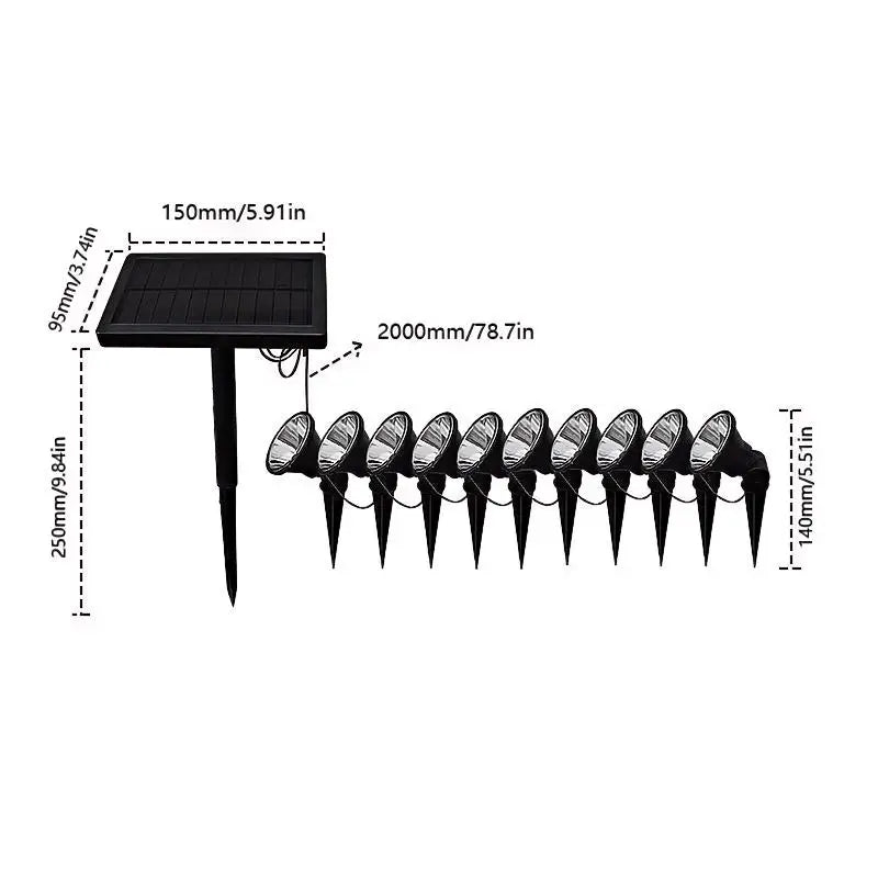 1 Set (Contains 10 Pieces) New Solar Lawn Lights, Led Solar Spotlights, Garden Lights, Set Includes Ten Outdoor Lights, Suitable for Courtyard, Walkway, Terrace, Car Track Decoration, Solar Lawn Lights Set