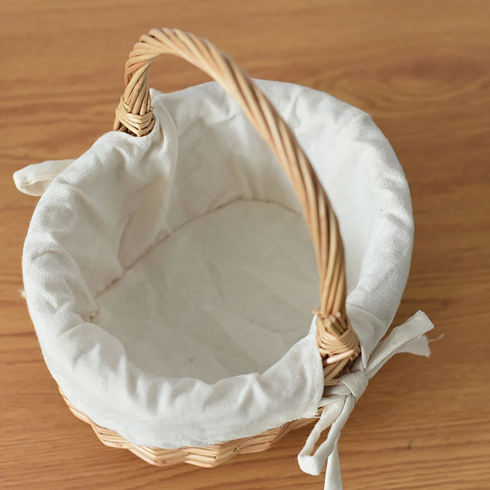 Handmade Flower Basket Wear-resistant Fruit Storage Basket Wedding Bow-knot Bridal Girl Flower Basket for Picnic Wicker Basket