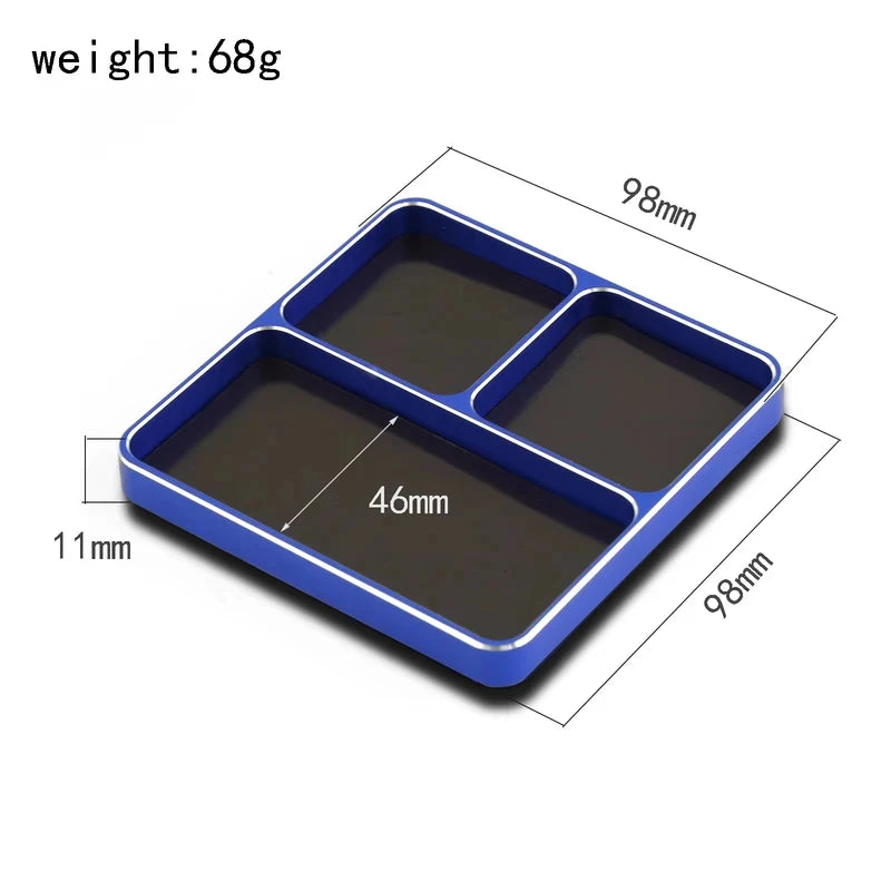 RS 989811mm CNC Aluminium Magnetic Screw Tray Nut Gasket Storage Tray for RC Car Boat Airplane Model