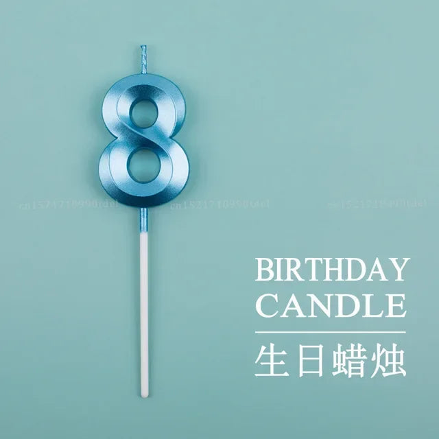 Vibrant Blue Pink Green 1pcs 0-9 Number Candles Decor for Kids Happy Birthday Event Anniversatires &Parties Decoration DIY