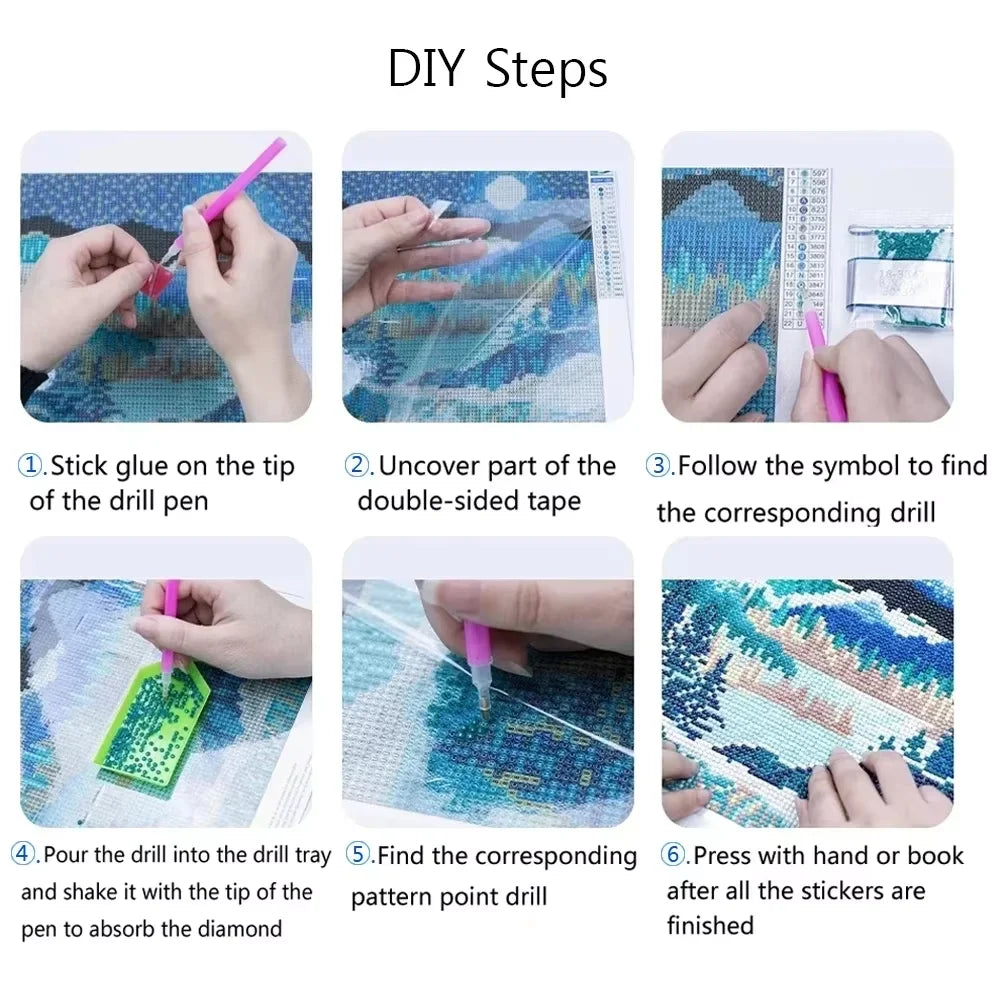 Diamond Painting Kit, Full Drill Round Diamonds, Mosaic Art Craft, Suitable for Beginners, Home Wall Decor, Gift