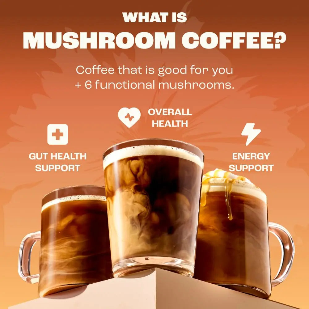 Organic Mushroom Coffee Powder with 6 Adaptogenic Mushroom Daily Instant Coffee for Better Energy Focus Digestion Immunity