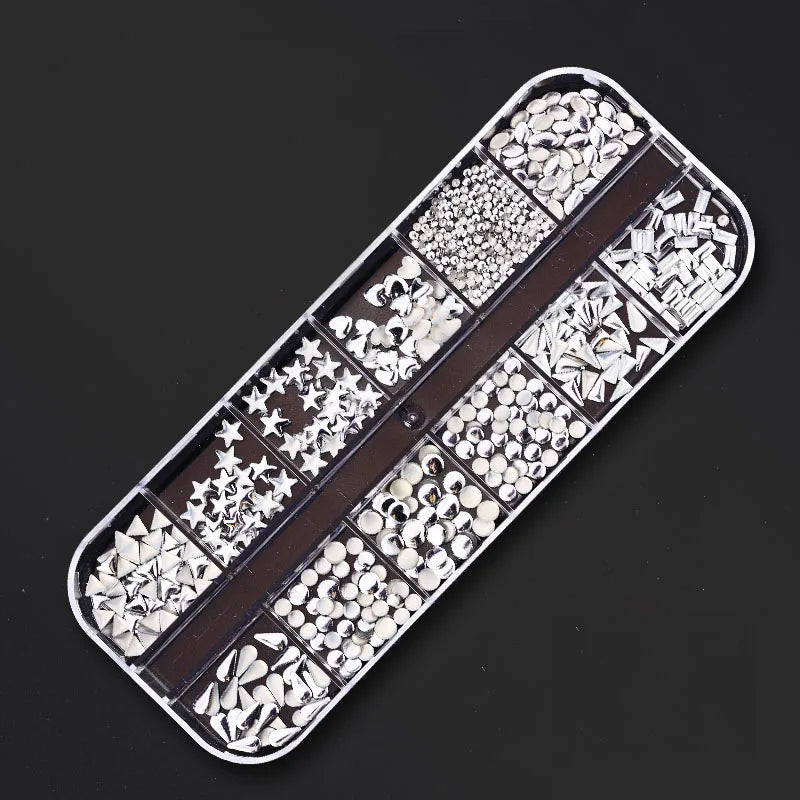 Nail Art Rhinestones Kit 2400pcs Nail Gems Ab Flatback Rhinestones Gems Stones with Storage Organizer for Design Bright Holiday