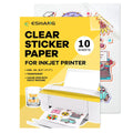 10/20 Sheets A4 Clear Vinyl Sticker Paper Non Waterproof Compatible Inkjet Printing for DIY Personalized Stickers