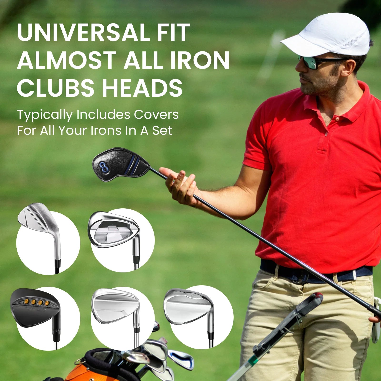Golf Club Headcovers Value 9 Pack, Premium PU Leather with Double-Sided Colorful Embroidery Label for Strong Protection
