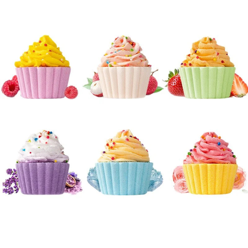 80g Cake Shaped Bath Salt Ball Bubble Bath Bombs Creamy Children's Aromatherapy Essential Oil Bath Balls for Relaxing Soak