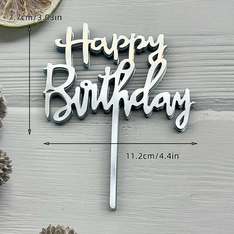 10Pcs Universal Acrylic Cake Topper Ornaments Fashionable Multicolor Decor for Men Women Birthday Baby Shower Party Supplies