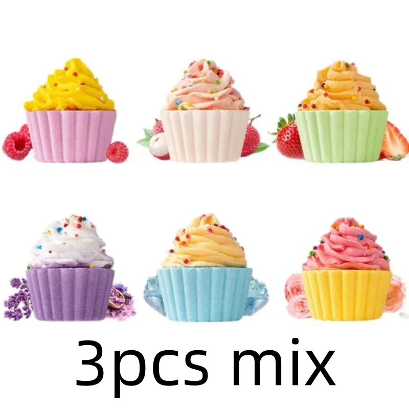 80g Cake Shaped Bath Salt Ball Bubble Bath Bombs Creamy Children's Aromatherapy Essential Oil Bath Balls for Relaxing Soak