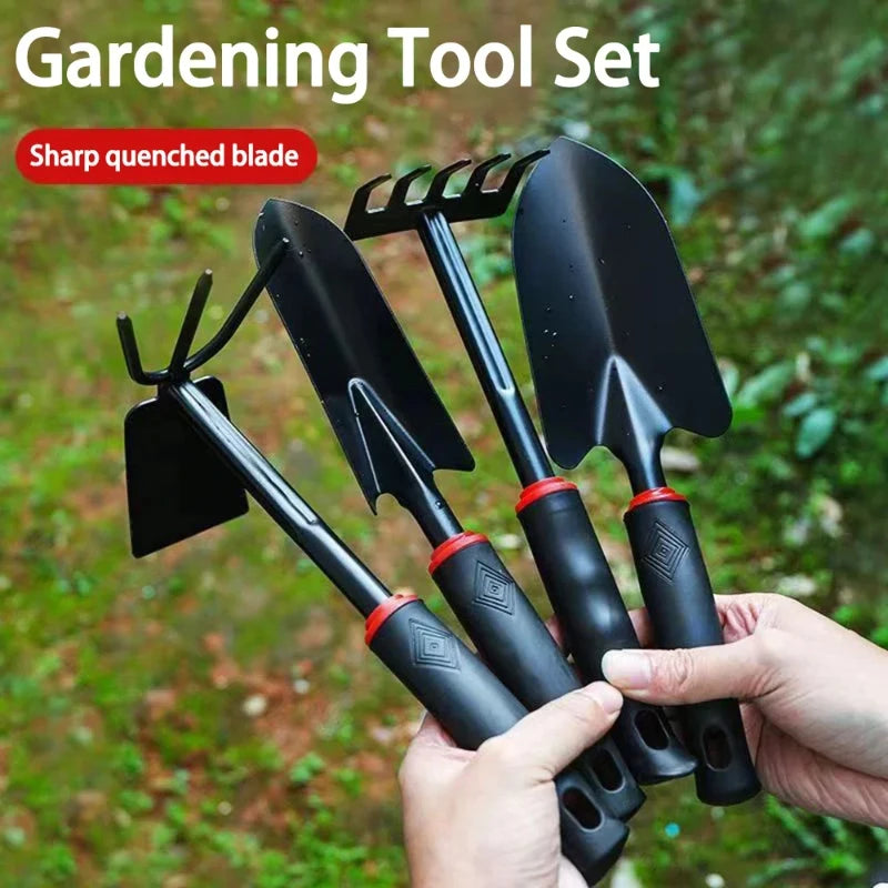 Gardening Shovel, Gardening Vegetable Planting Tools, Rake, Hoe, Trowel, Small Tool Set of 4, Gardening Gifts for Women and Men