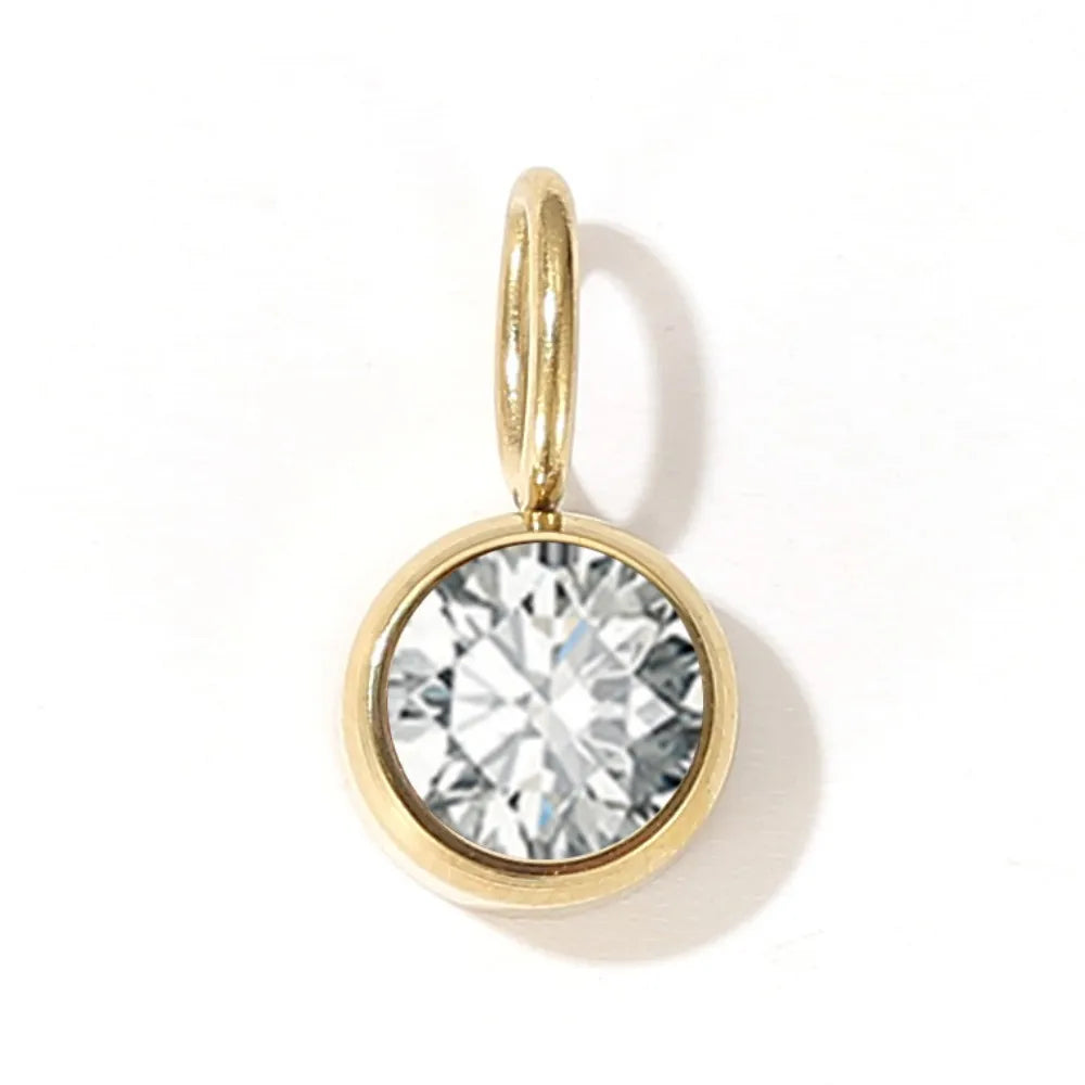 Zirconia Birthstone Pendant 12 Months Color Stone DIY Accessories for Necklace Stainless Steel Jewelry Birthday Gift Wholesale