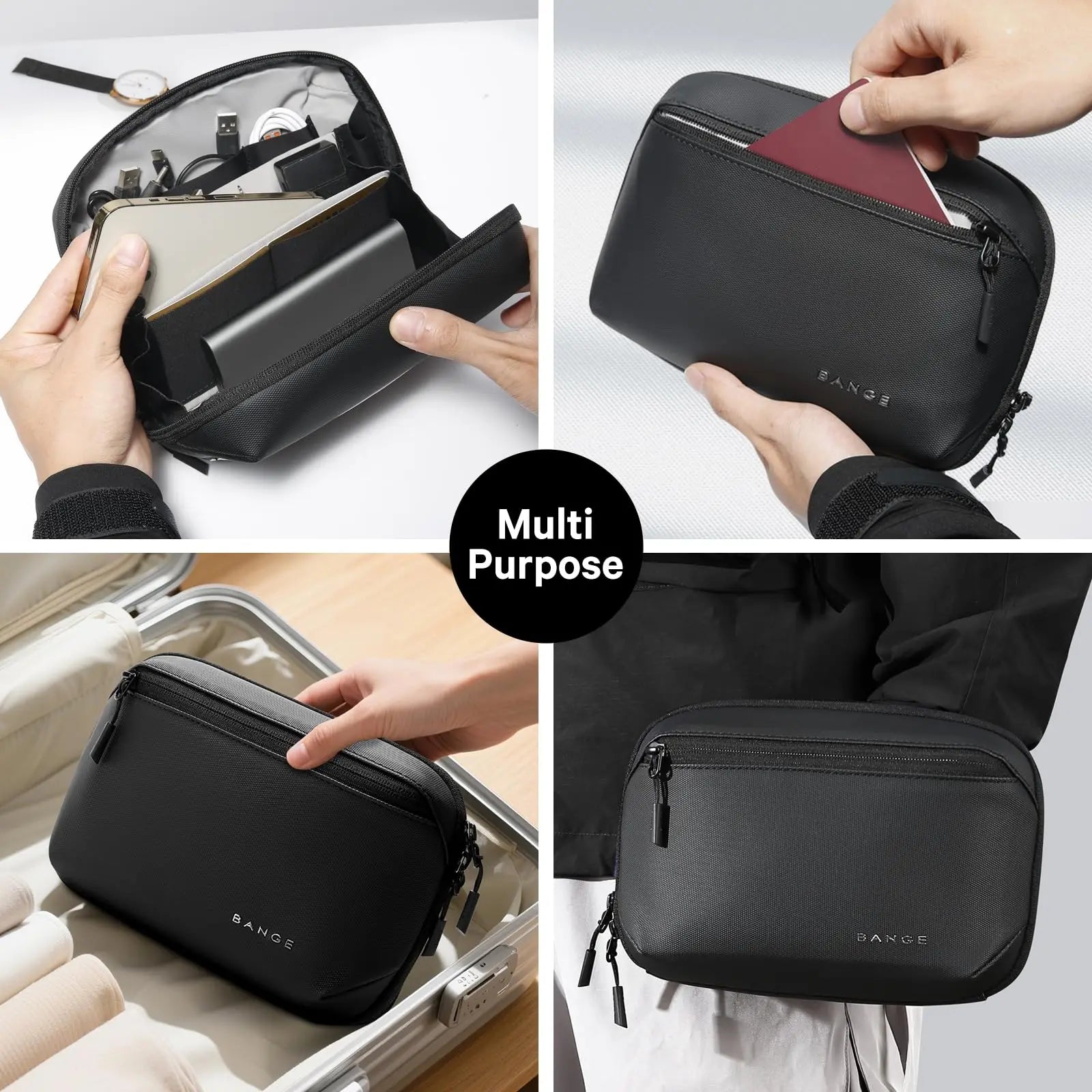 BANGE New Storage Bag Cable Cord Organizer Travel Bag Small Electronics SD Card Power Bank Storage Bag Clutch for Hiking Running