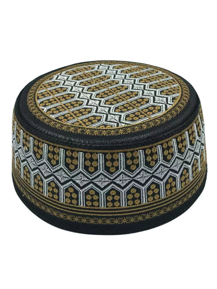 Embroidery Emboss Turban Hats Men's Breathable Islamic Kufi Prayer Hat Eid Ramadan Hijabs Beanies Caps Fashion Muslim Skull Hats