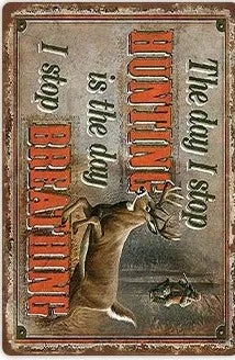 Hunting Sign Vintage Metal Sign Wooden House Wall Decor for Hunter Man Cave Gift Pistola  Metal Decorative 8 * 12 Inch