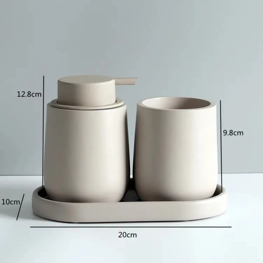 Bathroom Accessories Set Resin Lotion Bottle Mouthwash Cup Tray Portable Shampoo Dispenser Home Decor Gift Set Sanitizer Holder