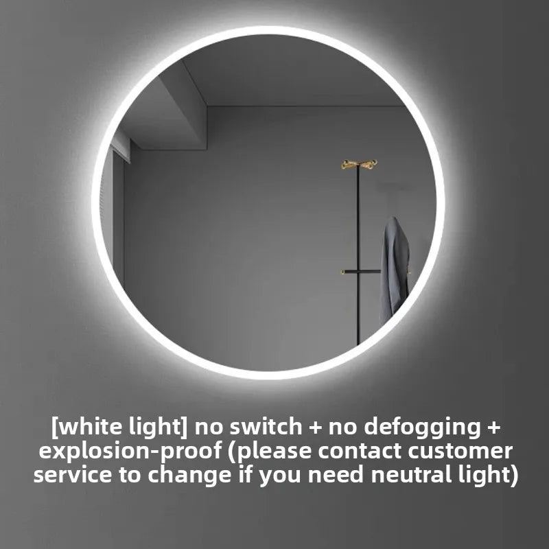 Led Mirror with Light Vanity Mirror 19.5 Inch Smart Round Mirror Bathroom Mirror Anti-fog Makeup Wall Hanging Bathroom Bathroom