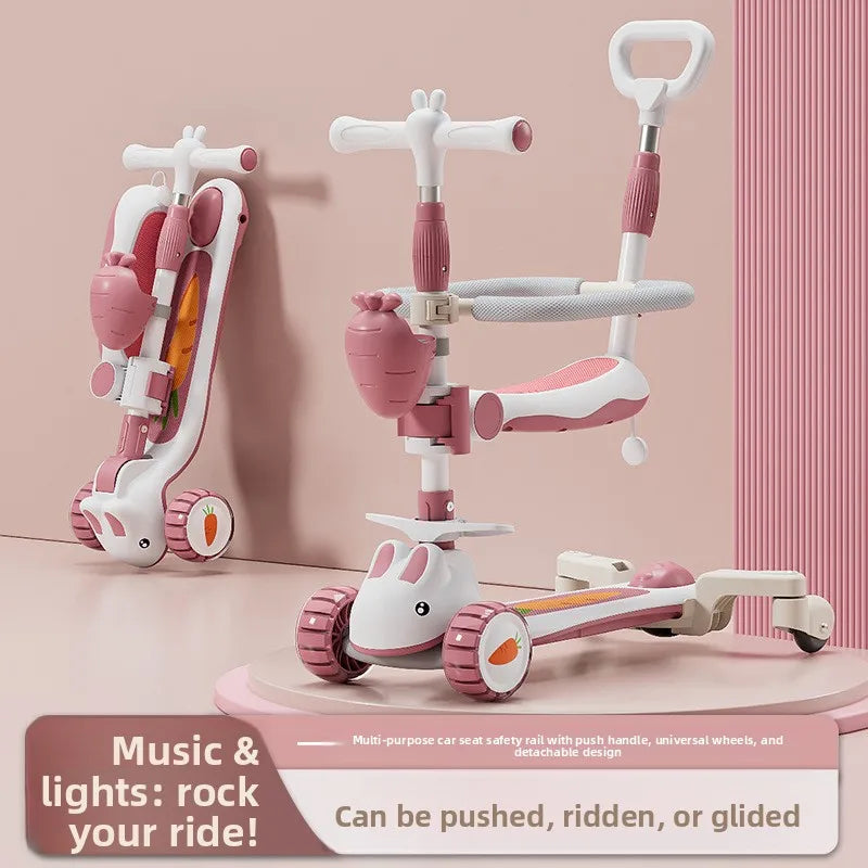 New children's scooter:5-in-1 glide scooter for boys and girls three-wheeled toy scooter ideal for developing children's balance