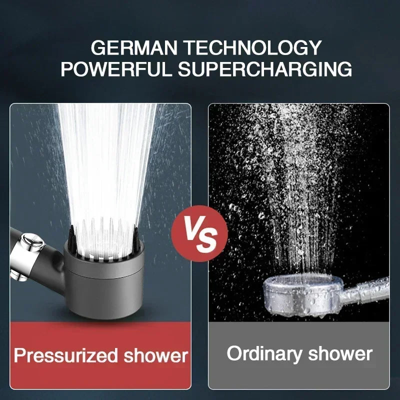 High Pressurized Filter Shower Head 3-mode Adjustable Spray With Massage Brush Rain Faucet Shower Set Bathroom Accessory
